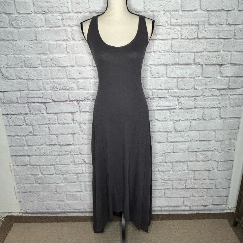 Elizabeth & James Gray Lace Up Racerback Maxi Dress